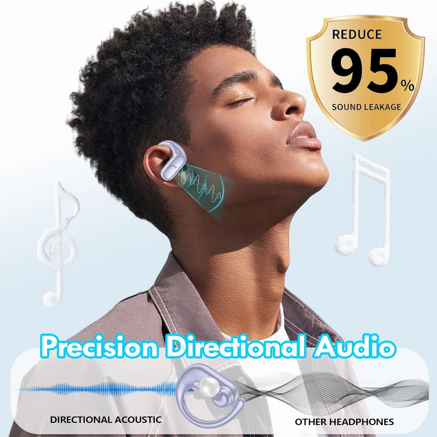 kurdene Wireless Earbuds Bluetooth Headphones Sport,Over Ear Buds with Deep Bass Sound,60Hrs Playtime Earphones Redesigned Comfort Fit with Earhooks for Running,Meeting,Workout-Purple