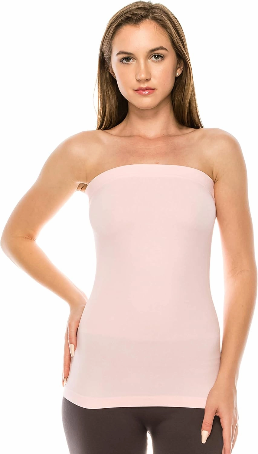 Kurve Women's Seamless Stretch Long Bandeau Tube Top (XS/S, M/L, L/XL, XL/XXL) -Made in USA-