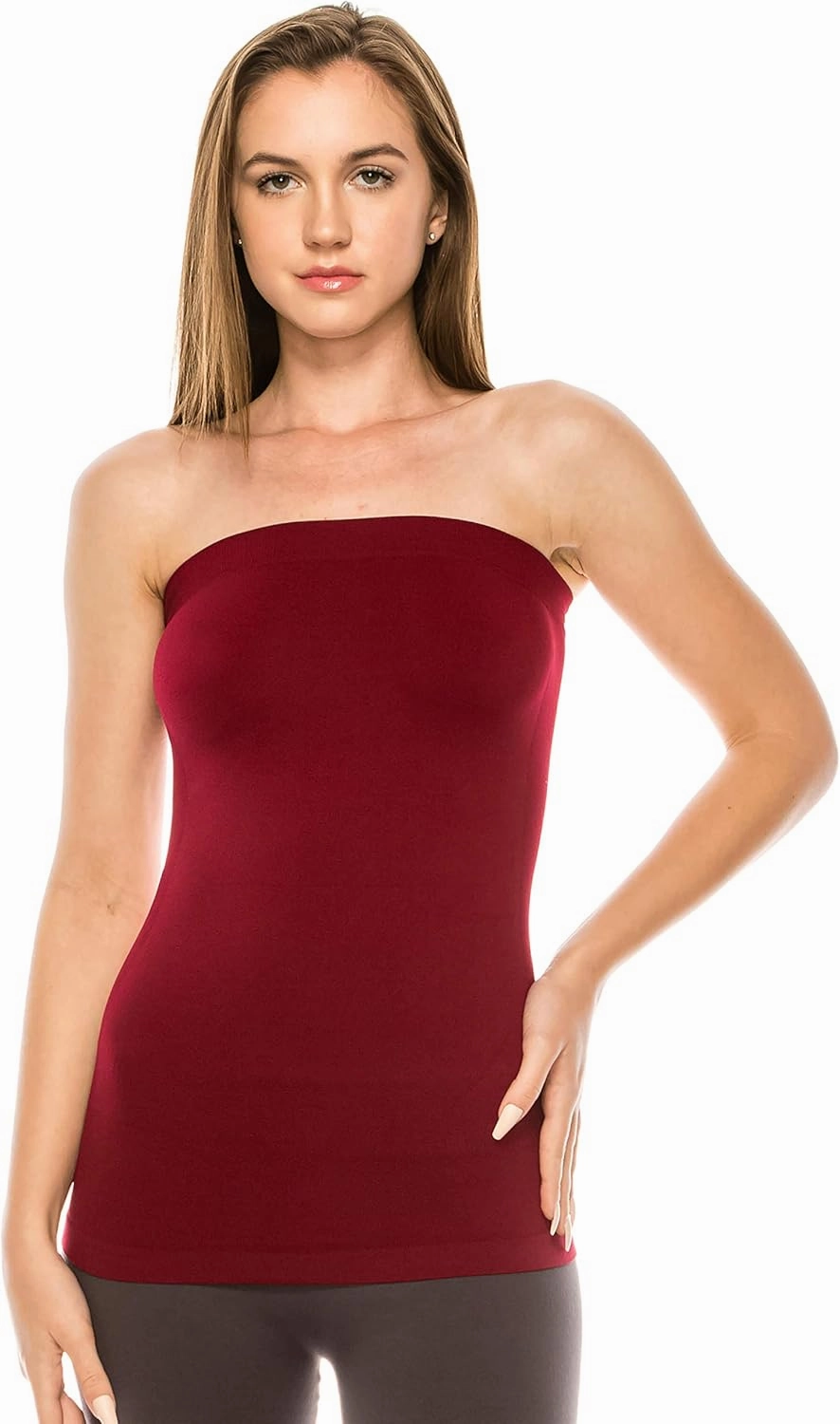 Kurve Women's Seamless Stretch Long Bandeau Tube Top (XS/S, M/L, L/XL, XL/XXL) -Made in USA-