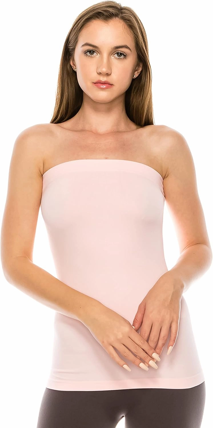 Kurve Women's Seamless Stretch Long Bandeau Tube Top (XS/S, M/L, L/XL, XL/XXL) -Made in USA-