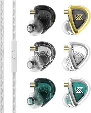 KZ EDC in-Ear Monitors, HiFi Stereo Stage/Studio IEM Wired Noise Isolating Sport Earphones/Earbuds/Headphones with Detachable Cable for Musician Audiophile (with Mic, EDA 3 in 1)