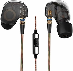 KZ ATE Hi-Fi IEM Sports Headphones with Copper Driver Ear Hook and Foam Eartips Specially for Music Fans, New Mic Edition