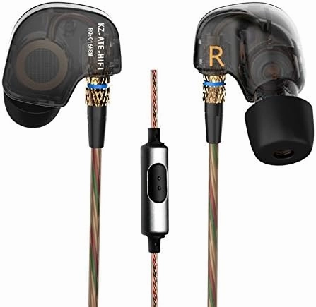 KZ ATE Hi-Fi IEM Sports Headphones with Copper Driver Ear Hook and Foam Eartips Specially for Music Fans, New Mic Edition