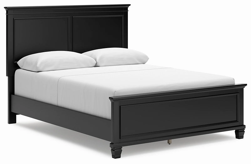 Lanolee Queen Panel Bed with Mirrored Dresser, Chest and Nightstand