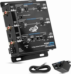 Lanzar 2 And 3 Way Active Crossover With Bluetooth Wireless Audio Connectivity, Asymmetrical Cross Over Adjustable Bass Shaper, 18dB Or 12dB Per Octave Selectable Slope, RCA Mono Stereo (HTGX6BTH)