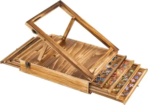Lavievert Jigsaw Puzzle Sorting Trays & Puzzle Bracket Set, Adjustable Puzzle Easel Holder for Puzzle Board, Wooden Puzzle Sorters with Drawer Design for Up to 1500 Pieces - Comes with NO Puzzle Board