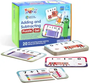 Learning Resources Numberblocks Adding and Subtracting Puzzle Set, Numberblocks Jigsaw Puzzle, Maths Jigsaw Puzzle, 20 Educational Puzzles in a Box, 2-Piece Puzzles, Ages 3 