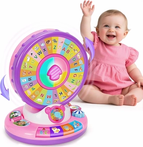 Learning & Musical Toys for 1 2 3 Year Old Boys Girls, 360° Spin and Sing Alphabet Zoo with Light for Toddler 1-3, Educational Development Toys for Kid, Christmas Birthday Gifts for Baby 12-18 Months