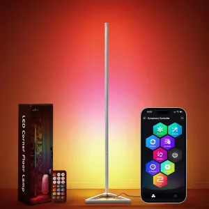 LED Pixel Floor Corner Lamp – Smart RGBW IC Floor Lamp with Music Sync, APP,Remote,DIY Adjustable Length, 16 Million Colors for Home Décor, Gaming Atmosphere, Bedroom Living Room. (White)
