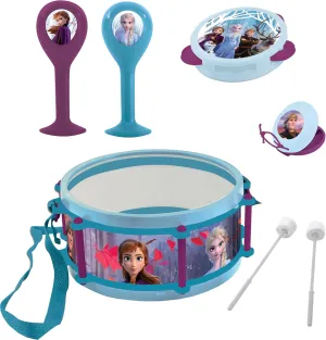 Lexibook Disney Frozen Elsa Anna Musical Toy, Set of 7 Music Instruments (Drum, Maracas, Castanet, Harmonica, Recorder, Trumpet, Tambourine), Convenient Game to Carry, Blue/ White, K360FZ