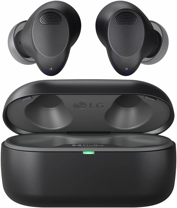 LG Tone Free T80 Dolby Atmos True Wireless Earbuds with Adaptive Noise Cancelling, IPX4 Water Resistant, Up to 36 Hours of Battery Life, Black
