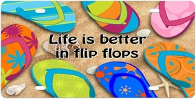 License Plate Colour Slippers Home Car License Plate Frame Life is Better in Flip Flops Metal Front License Plate Custom Beach Car Tags Car Plate Novelty License Plate Cover Frame 6 X 12 Inch