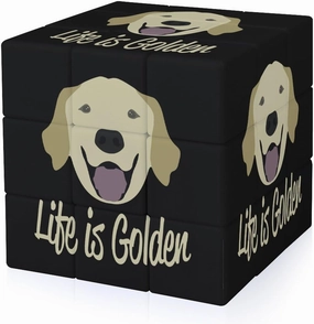 Life is Golden (Golden Retriever) Funny 3x3x3 Cube Smooth Lightweight Puzzle for Adult Graphic Printing Travel