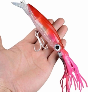Lifelike Fishing Lures Large Lifelike Octopus Fishing Lure with 2 Treble Hook Luminous Squid Jigs Artificial Simulation Squid Hard