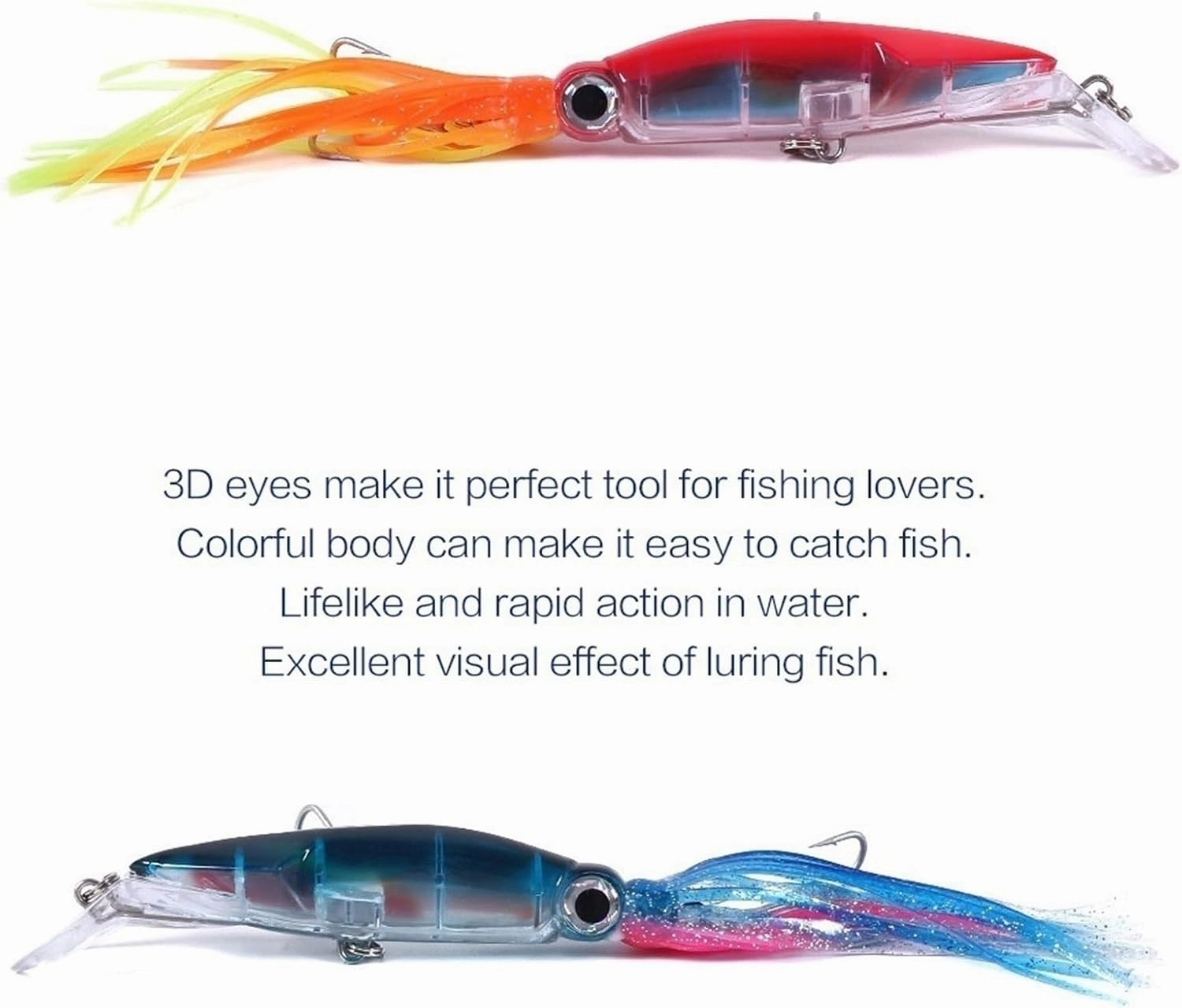 Lifelike Fishing Lures Large Lifelike Octopus Fishing Lure with 2 Treble Hook Luminous Squid Jigs Artificial Simulation Squid Hard