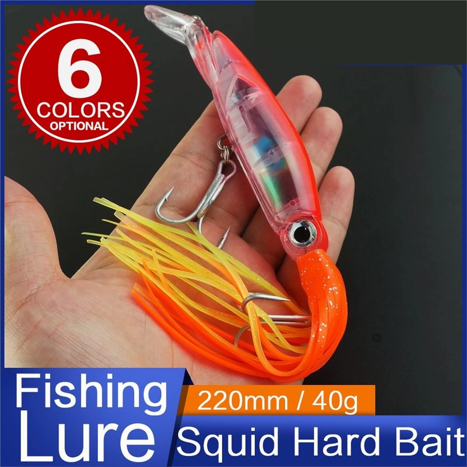 Lifelike Fishing Lures Large Lifelike Octopus Fishing Lure with 2 Treble Hook Luminous Squid Jigs Artificial Simulation Squid Hard