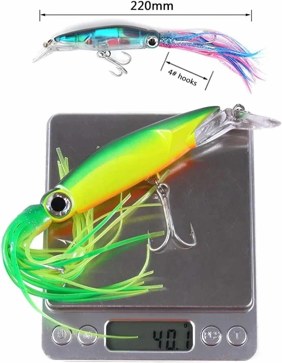 Lifelike Fishing Lures Large Lifelike Octopus Fishing Lure with 2 Treble Hook Luminous Squid Jigs Artificial Simulation Squid Hard
