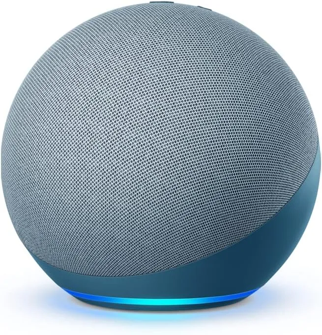 Like-New Amazon Echo (newest model), Alexa speaker with premium sound, Ideal for large bedrooms, living rooms and kitchens, Twilight Blue