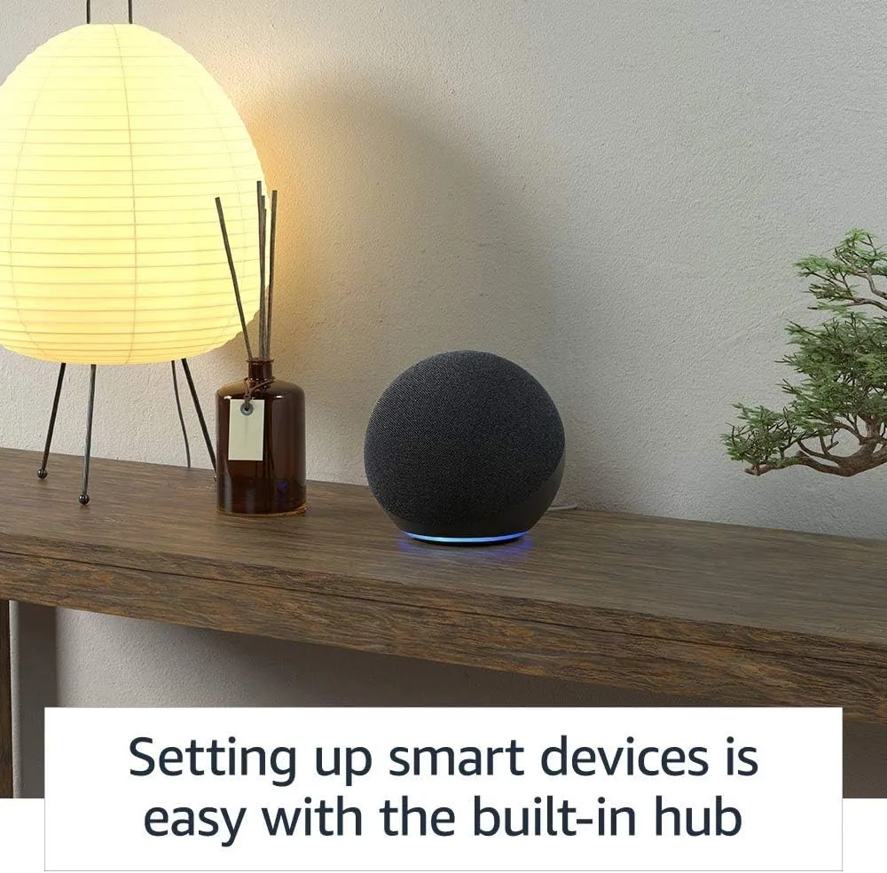 Like-New Amazon Echo (newest model), Alexa speaker with premium sound, Ideal for large bedrooms, living rooms and kitchens, Twilight Blue