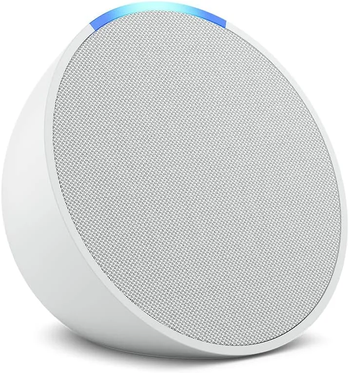 Like-New Amazon Echo Pop (newest model), Our smallest Alexa speaker, Fits in any room, Glacier White