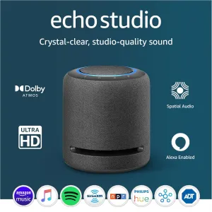 Like-New Echo Studio - High-fidelity smart speaker with 3D audio and Alexa