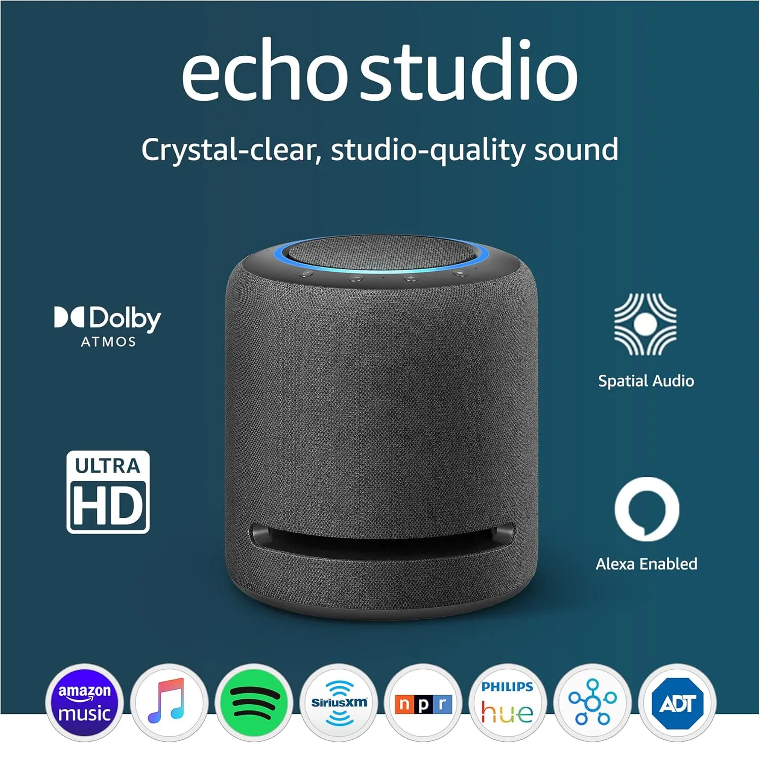 Like-New Echo Studio - High-fidelity smart speaker with 3D audio and Alexa