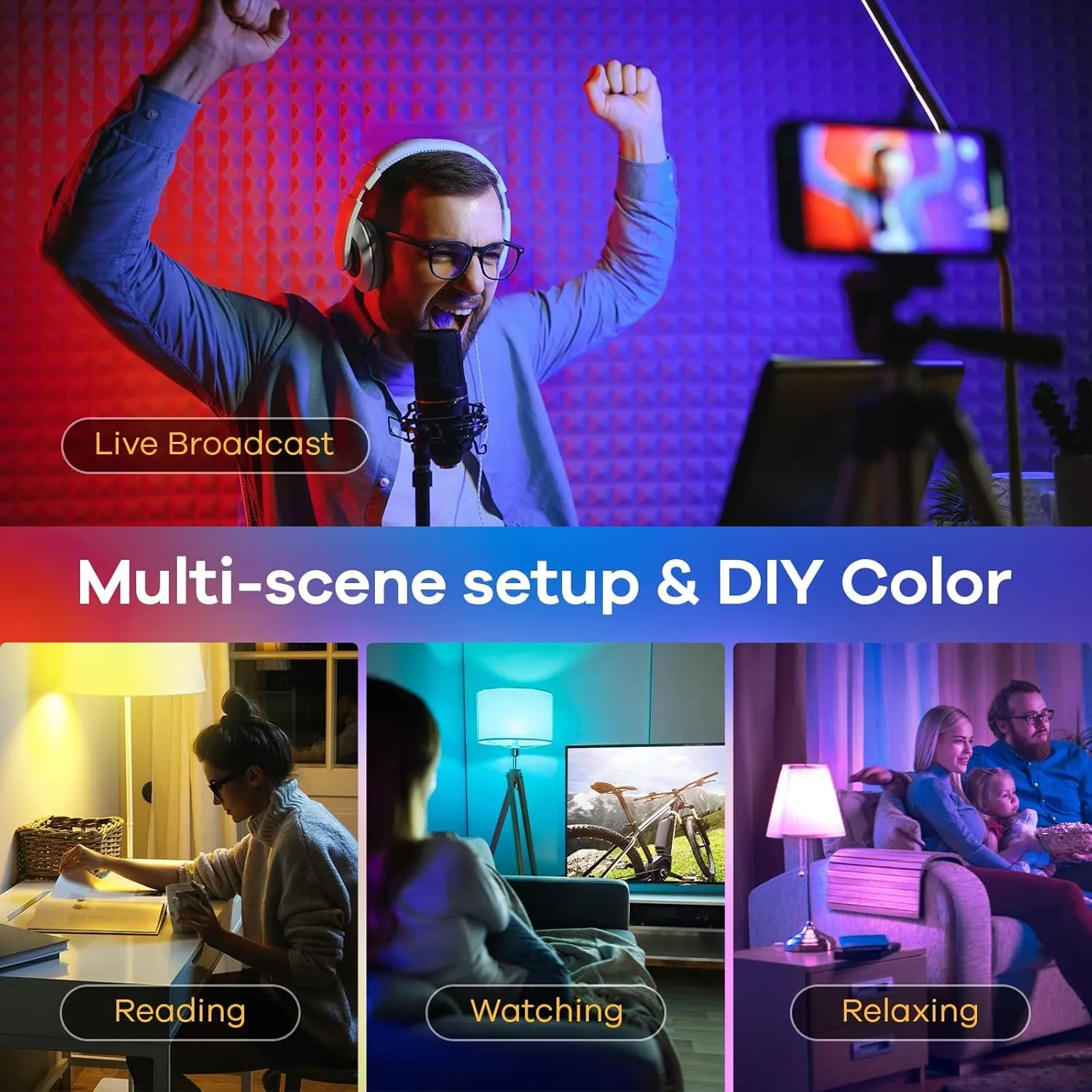 Linkind Matter Smart Light Bulb, Smart Bulbs Work with Apple Home, Siri, Alexa, Google, SmartThings, LED RGBTW Color Changing Bulbs Music Sync,A19 E26 60W 800LM, 2.4GHz WiFi Only, 4 Pack