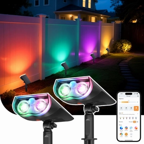 Linkind Smart Solar Lights Outdoor SL5M with Motion Sensor, APP Control Color Changing Solar Spot Lights Outdoor, IP65 Landscape Lighting for Yard, Garden, Pathway(2 Pack)