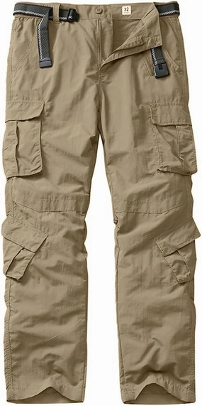 linlon Men's Outdoor Casual Quick Drying Lightweight Hiking Cargo Pants with 8 Pockets