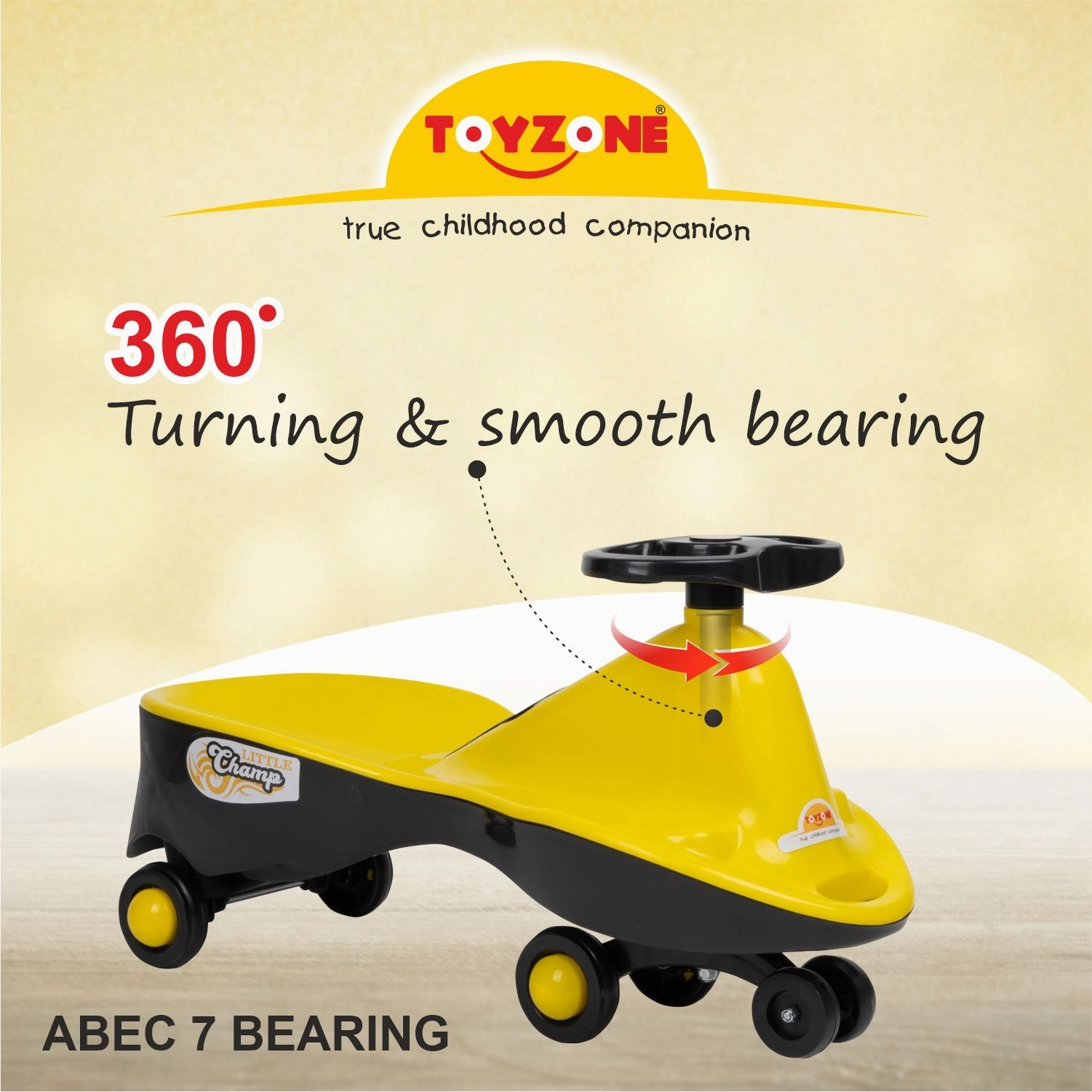 Little Champ Magic Car - Yellow | Swing Car | Kids Toy Car | Comfortable Seat | Elegant Design | Twister Ride on | Pedal-free car | Push Car | Twist Car | For Kids 3  Years