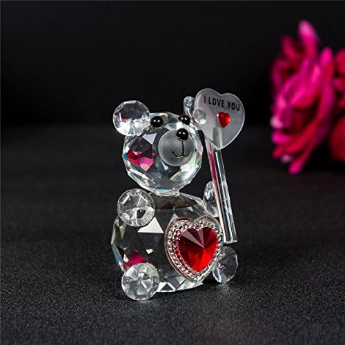 London Boutique Decorative Crystal Teddy Bear New Baby Girl Boy I love you Friendship Gift Prsent (I love you)