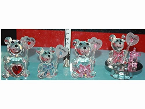London Boutique Decorative Crystal Teddy Bear New Baby Girl Boy I love you Friendship Gift Prsent (It's a boy)