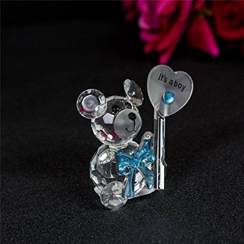 London Boutique Decorative Crystal Teddy Bear New Baby Girl Boy I love you Friendship Gift Prsent (It's a boy)