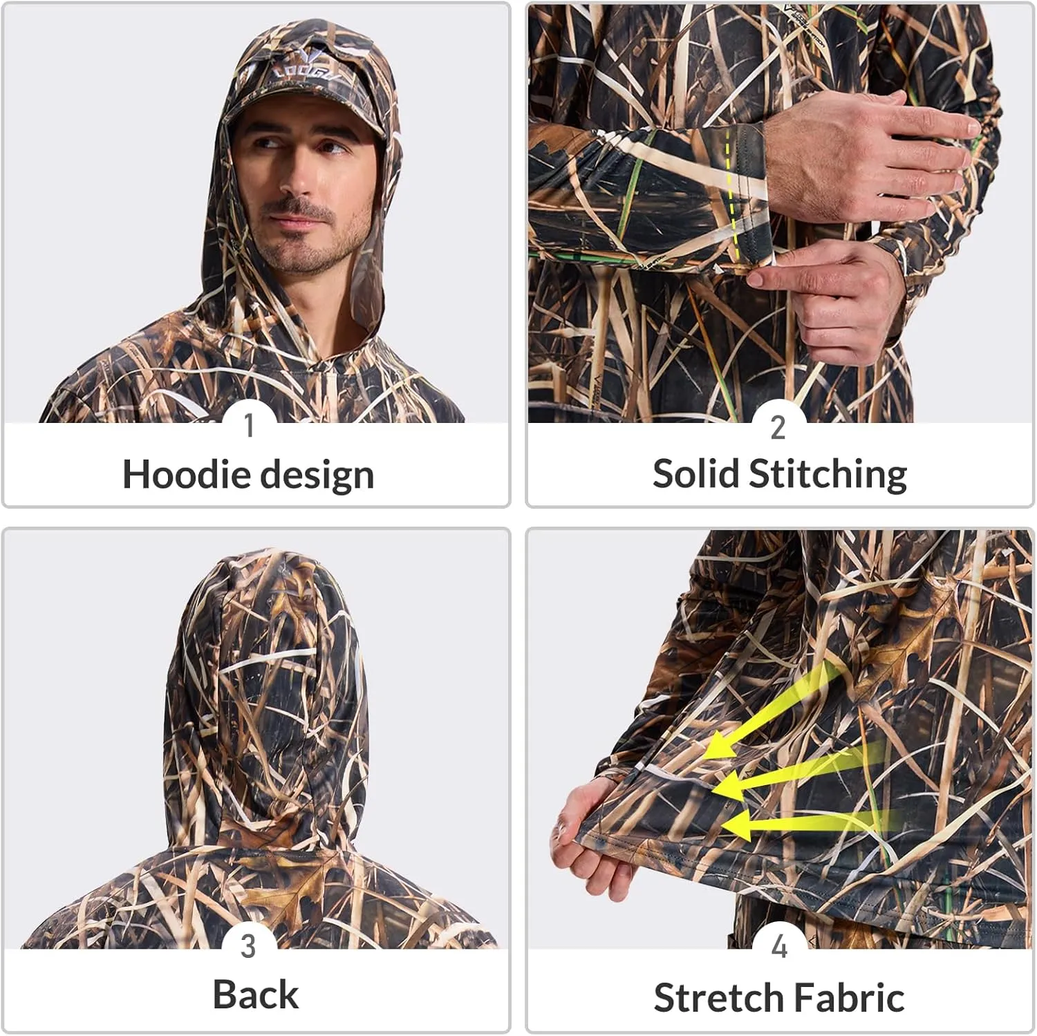 LOOGU Men’s Hunting Camo Shirt Lightweight, Camouflage Shirts for Men Long Sleeve Shirt for Fishing Hiking Camping