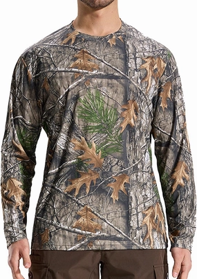LOOGU Men's Camo Shirt Lightweight Turkey Hunting Shirt Camouflage Shirts for Men Long Sleeve Shirt