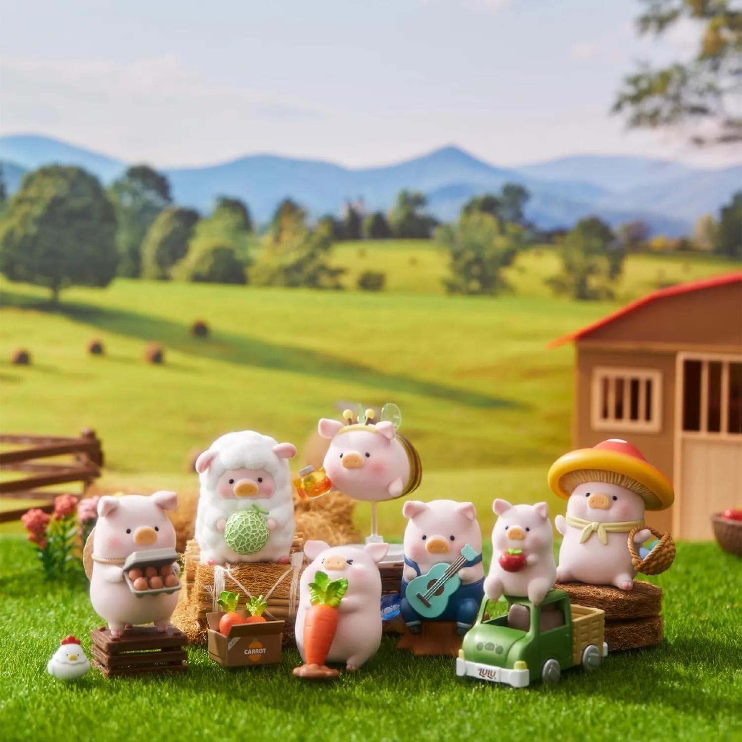Lulu The Piggy My Sweet Farm Garden Series 6PCs Cute Pig Figures Collectible Toys Kawaii Birthday Gifts