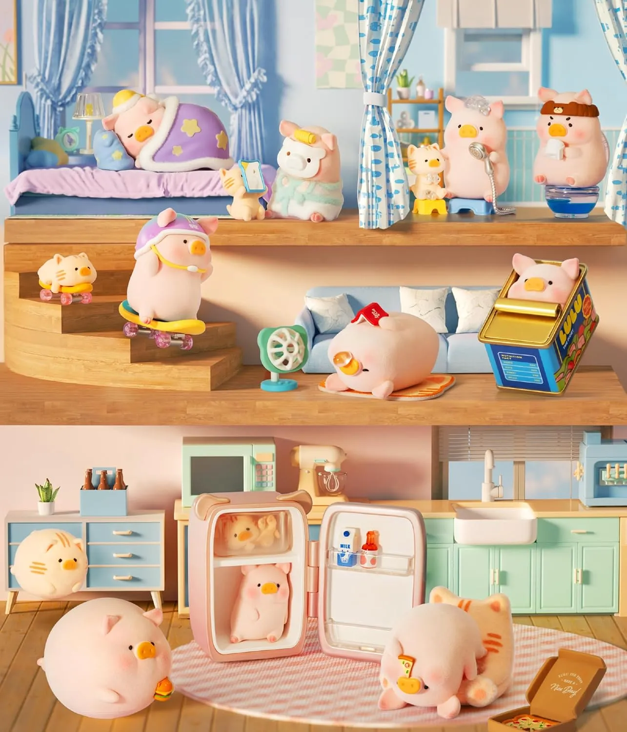 Lulu The Piggy Stay with You Series 1PC Cute Pig Blind Box Figures Collectible Toys Kawaii Birthday Gifts