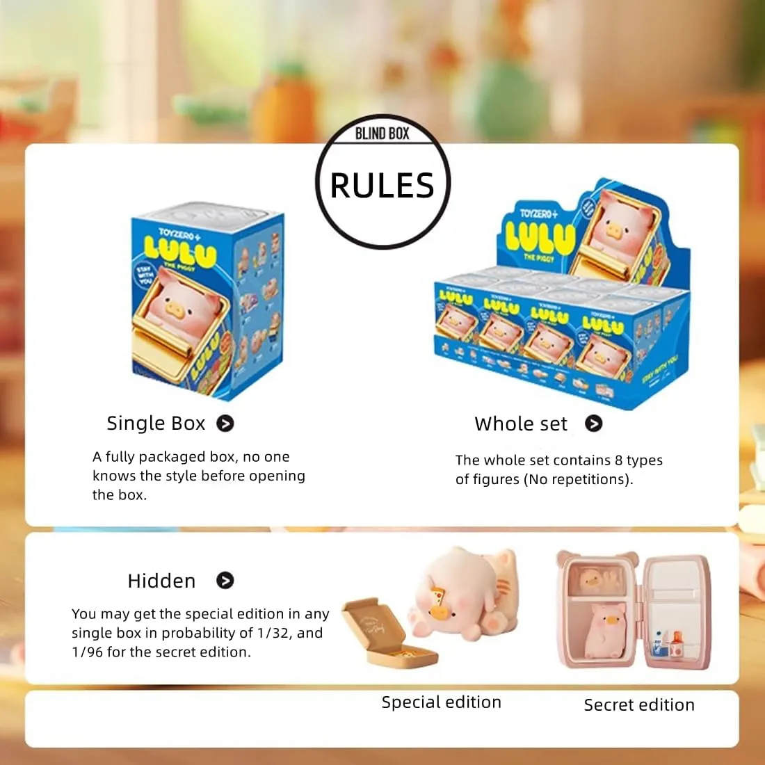 Lulu The Piggy Stay with You Series 1PC Cute Pig Blind Box Figures Collectible Toys Kawaii Birthday Gifts