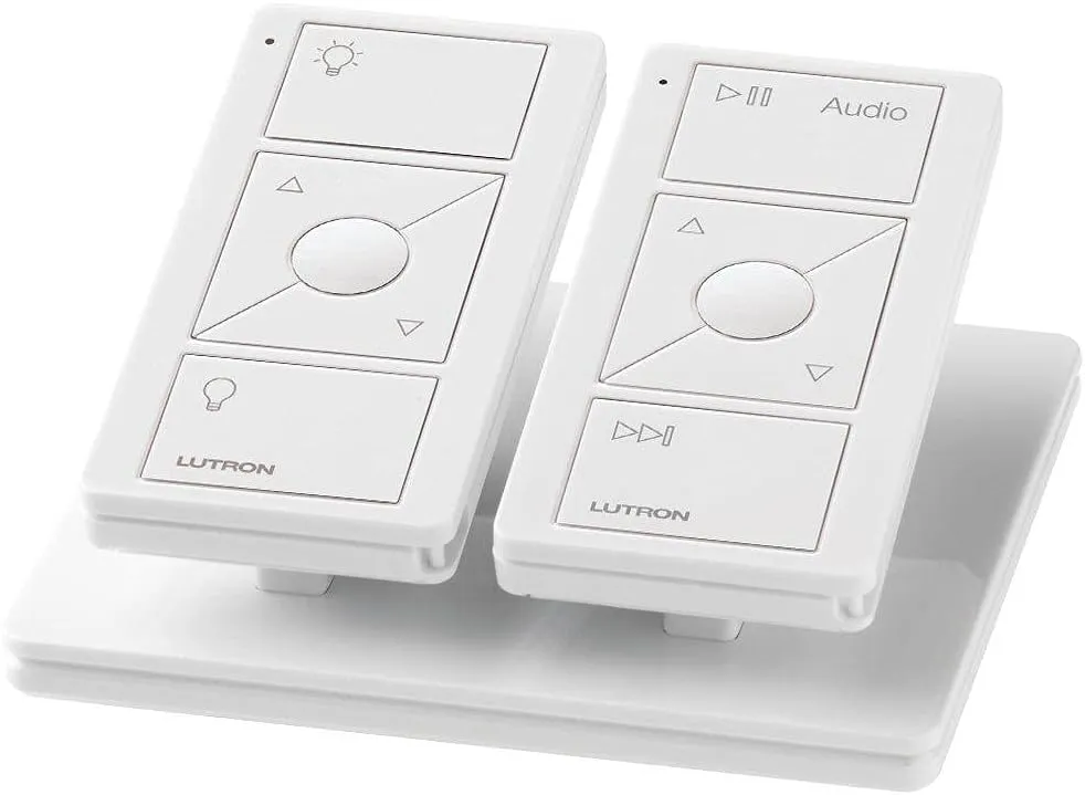 Lutron Pico Remote for Audio, Works with Sonos (Caseta Smart Hub Required), Raise/Lower Volume, Pause and Skip Tracks, For Table Top or Wallmount Use, PJ2-3BRL-GWH-A02, White