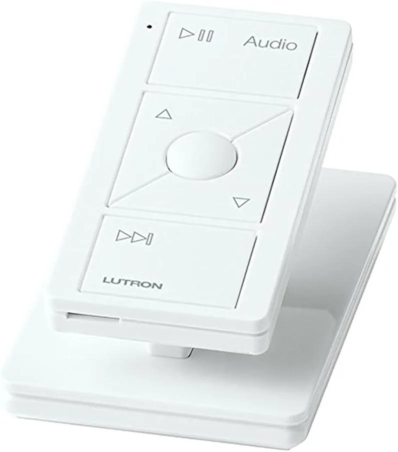 Lutron Pico Remote for Audio, Works with Sonos (Caseta Smart Hub Required), Raise/Lower Volume, Pause and Skip Tracks, For Table Top or Wallmount Use, PJ2-3BRL-GWH-A02, White