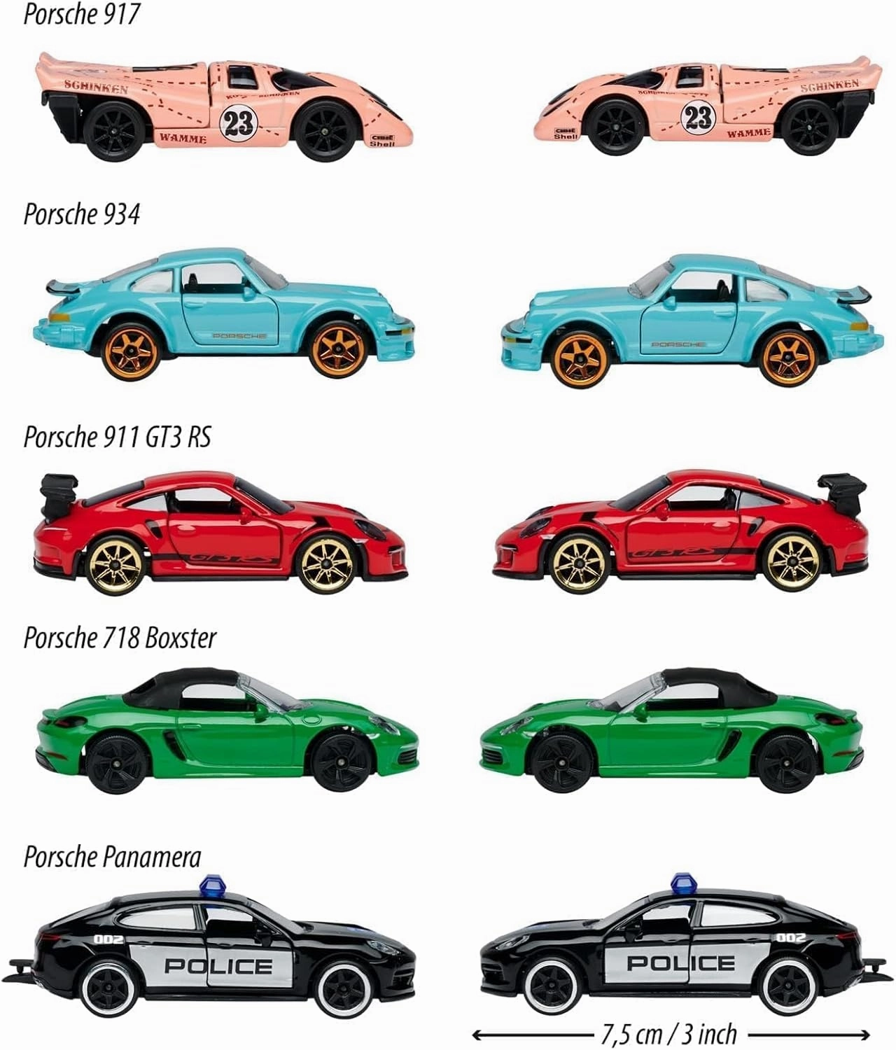 Majorette Porsche Edition 5 Car Giftpack Die-Cast Vehicle For Kids & Collectors Ages 3 And Up