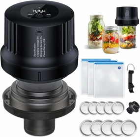 Mason Jars Vacuum Sealer 4 in 1 Electric Vacuum Sealer Kit for Jars & Wine Bottles, Wide & Regular Mouth Mason Jars