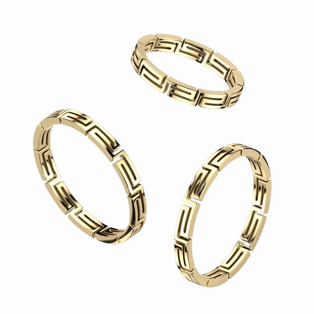 Maze Cut Out Stackable Gold PVD Stainless Steel Ring