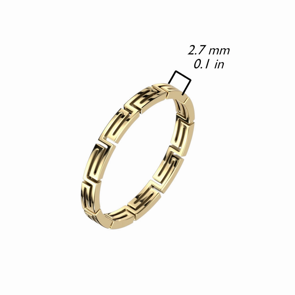 Maze Cut Out Stackable Gold PVD Stainless Steel Ring