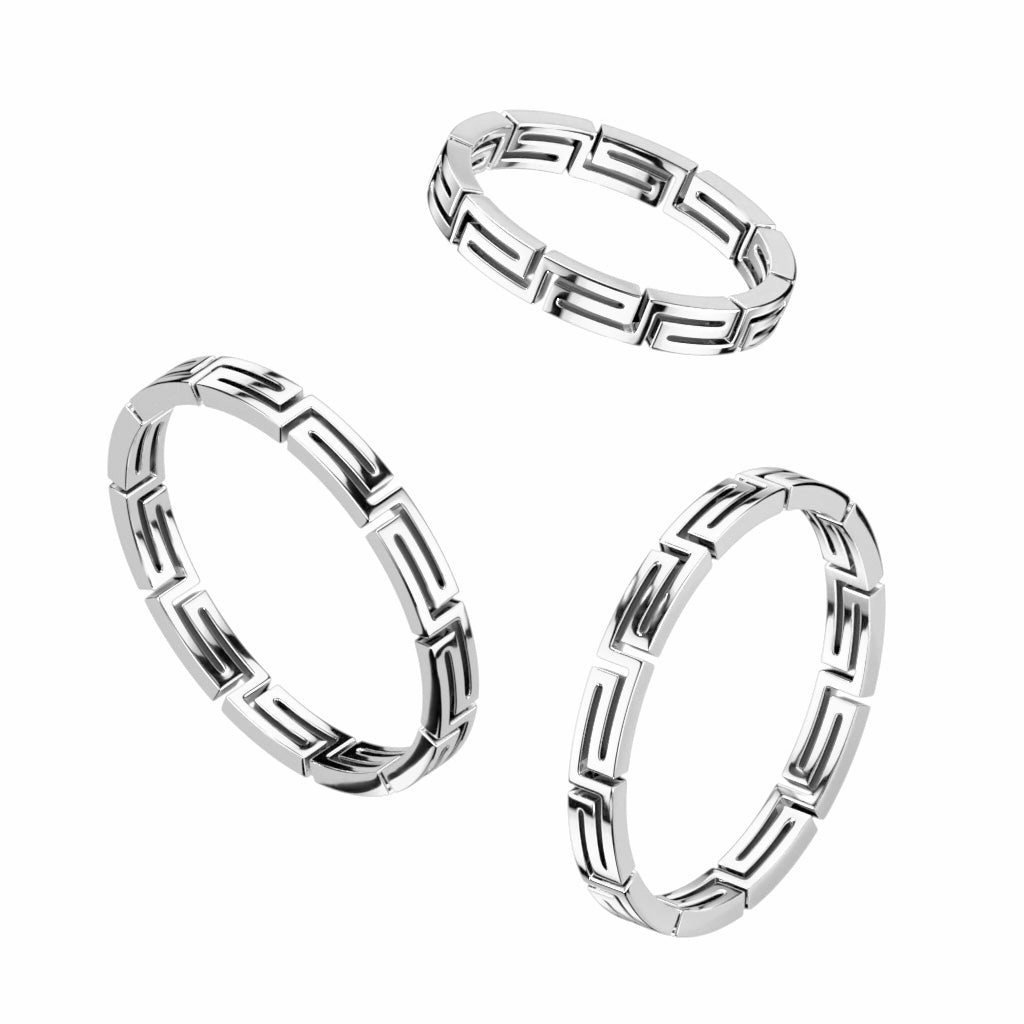 Maze Cut Out Stackable Stainless Steel Ring