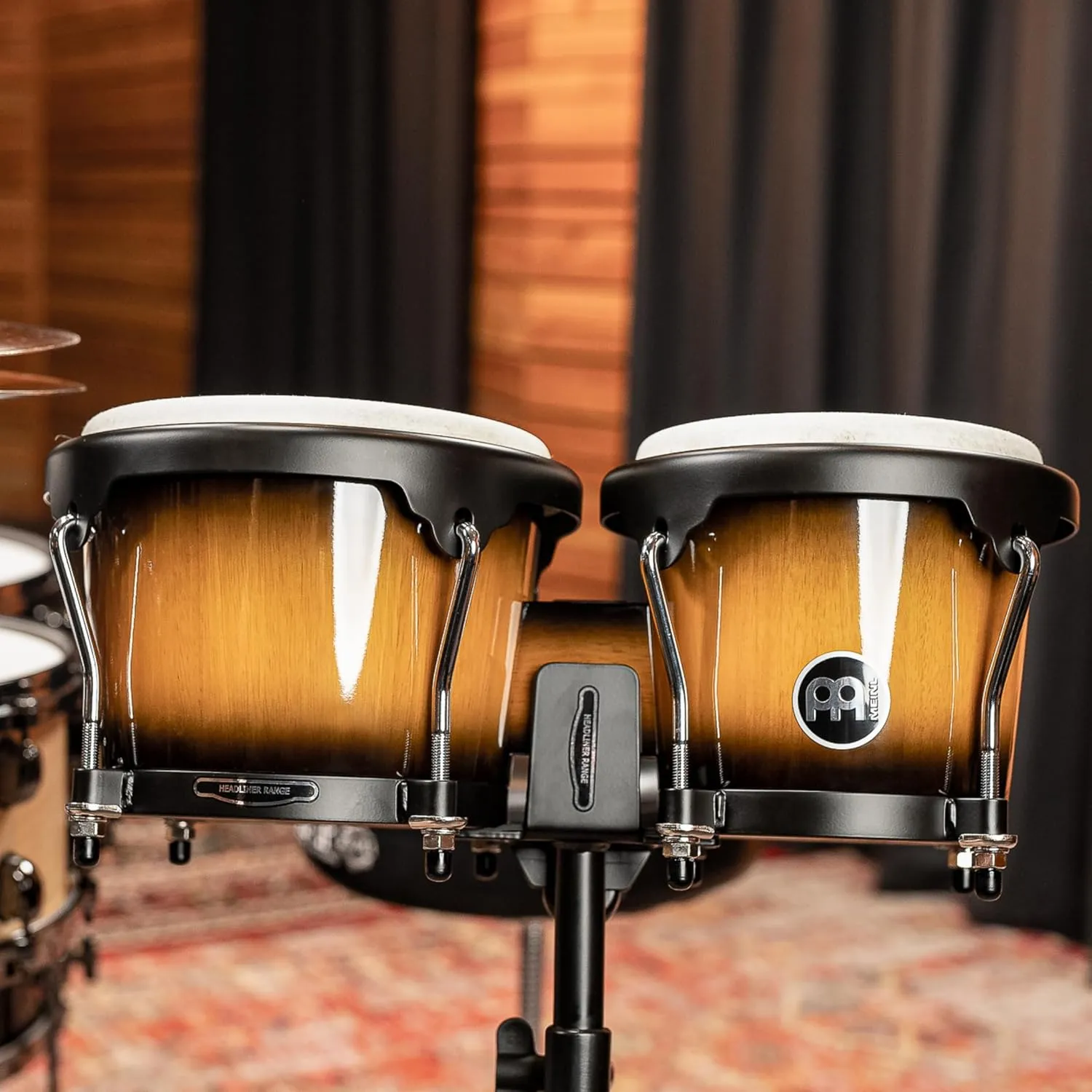 Meinl Percussion Bongos Hand Drum Set 6.75" and 8" with Hardwood Shells and Tuning Key — NOT Made in China — Headliner Series, 2-Year Warranty, Vintage Sunburst (HB100VSB)