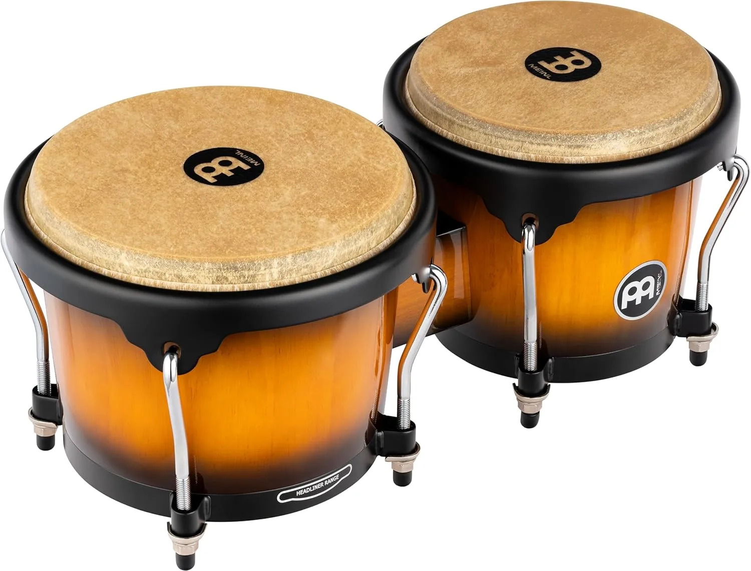 Meinl Percussion Bongos Hand Drum Set 6.75" and 8" with Hardwood Shells and Tuning Key — NOT Made in China — Headliner Series, 2-Year Warranty, Vintage Sunburst (HB100VSB)