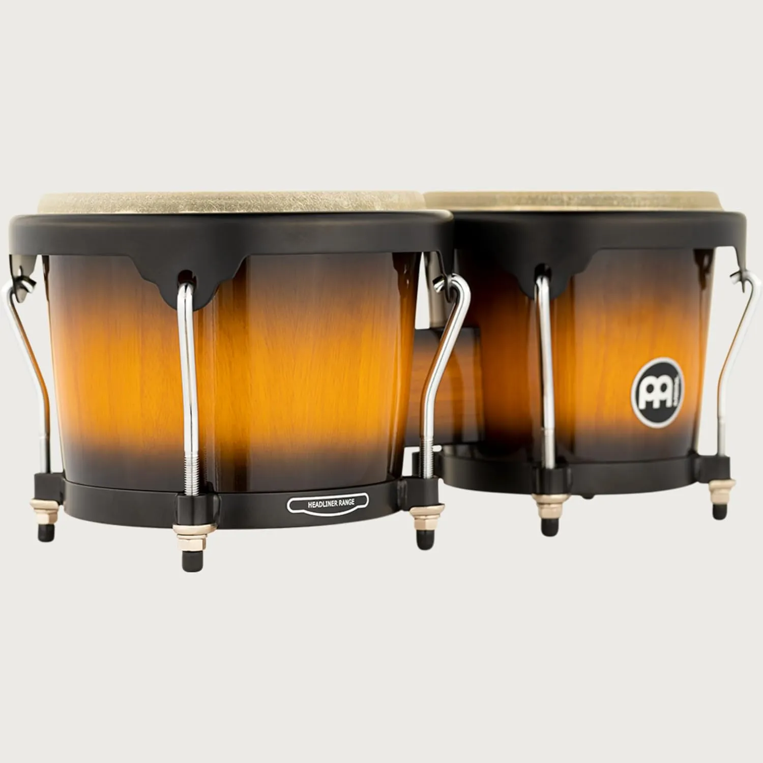 Meinl Percussion Bongos Hand Drum Set 6.75" and 8" with Hardwood Shells and Tuning Key — NOT Made in China — Headliner Series, 2-Year Warranty, Vintage Sunburst (HB100VSB)