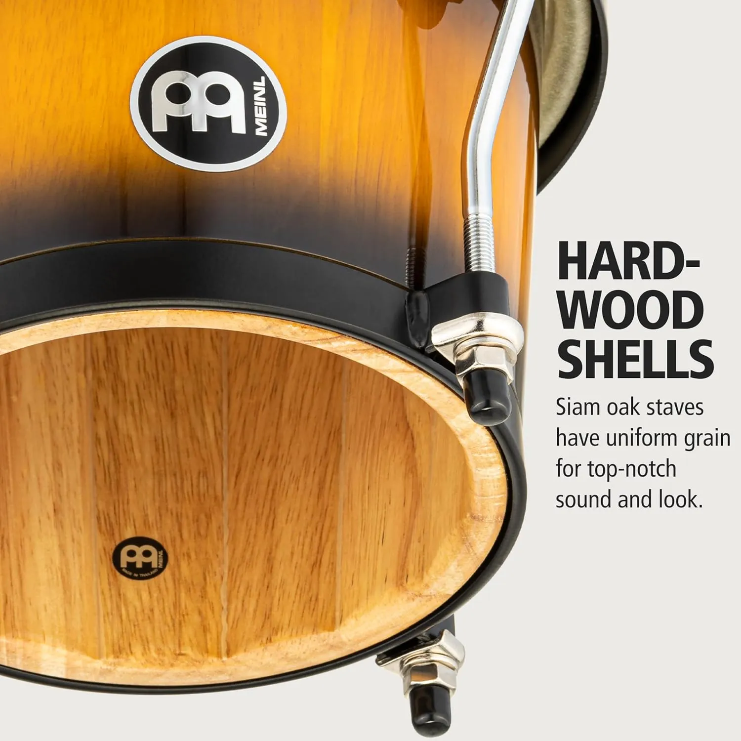 Meinl Percussion Bongos Hand Drum Set 6.75" and 8" with Hardwood Shells and Tuning Key — NOT Made in China — Headliner Series, 2-Year Warranty, Vintage Sunburst (HB100VSB)