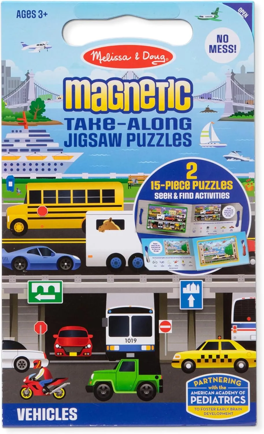 Melissa & Doug Take-Along Magnetic Jigsaw Puzzles Travel Toy Vehicles (2 15-Piece Puzzles)